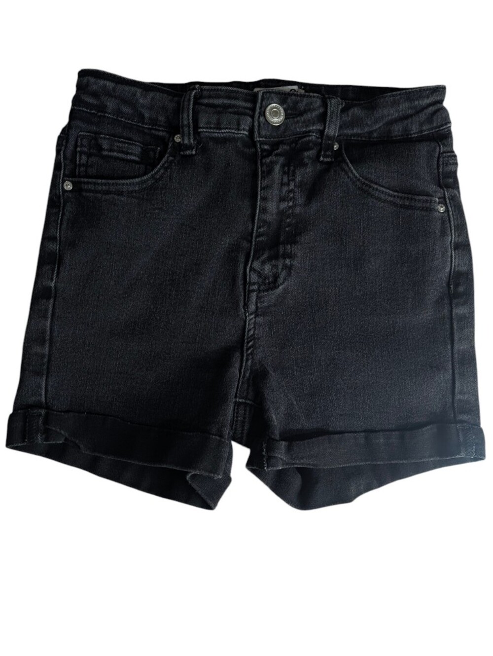 2Wax Jean Black Denim Cuffed Shorts Size Small Stretch For Days